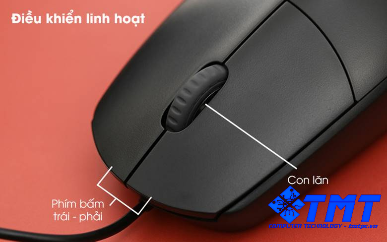 Chuột Có Dây Rapoo N100 Đen - Trải nghiệm tin cậy với 2 phím chuột trái - phải và bánh xe cuộn linh hoạt